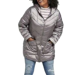 Silver fitted puffer coat